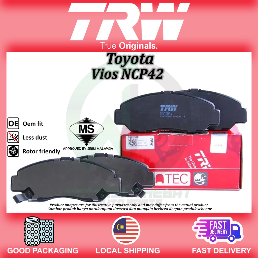Toyota Vios NCP42 Front / Rear Brake Pad , Disc Brake Pads TRW ATEC