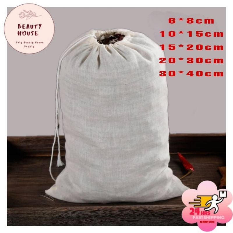 Reusable Disposable Muslin Cotton Fabric Tea Bag Soup Herbal