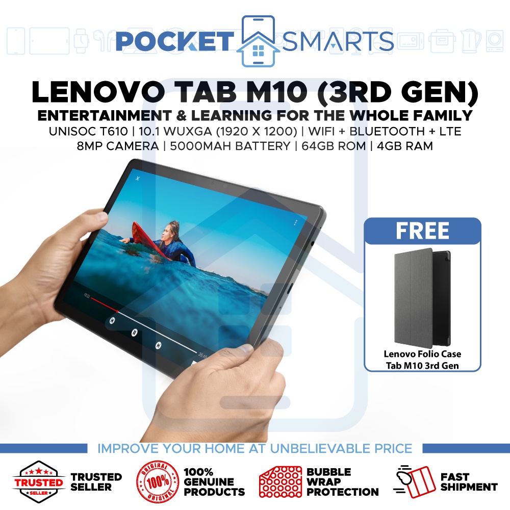 [Malaysia Set] Lenovo Tab M10 3rd Gen TB-328XU (10.1" | 4G LTE | 64GB ...