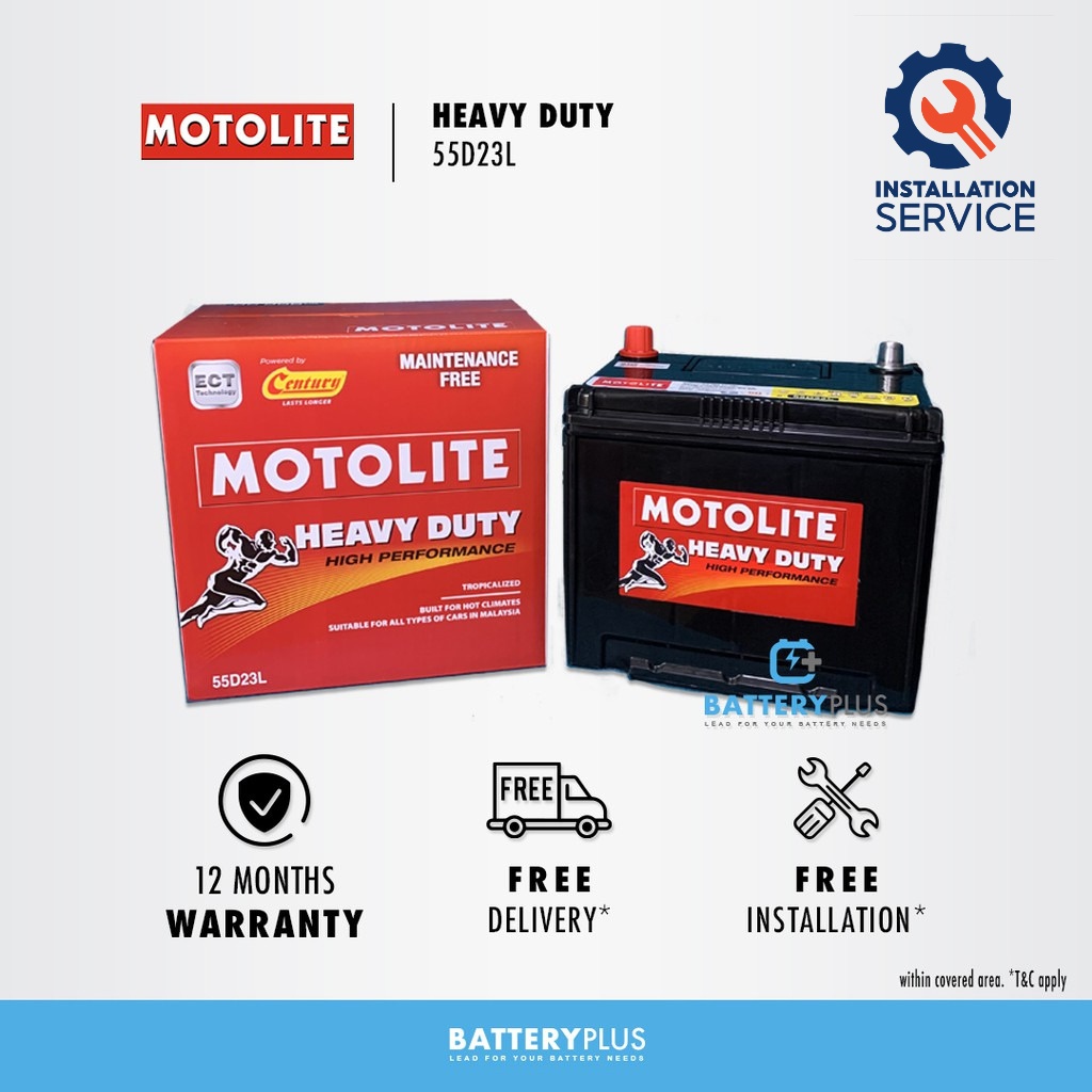 [ Installation Provided ] 55D23L Century Motolite Heavy Duty MF Car Battery Bateri Kereta Exora | Preve | Suprima S