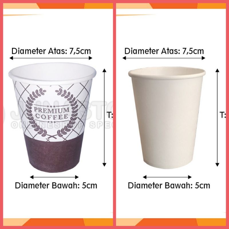 Paper cup 8 oz coffee motif / plain (1 pack = 50pcs) | Shopee Malaysia