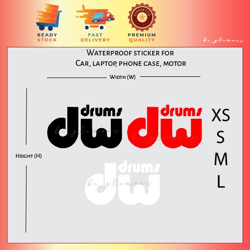 DW drums sticker reflective bass snare toms stiker waterproof Car Motor Laptop Helmet Vinyl