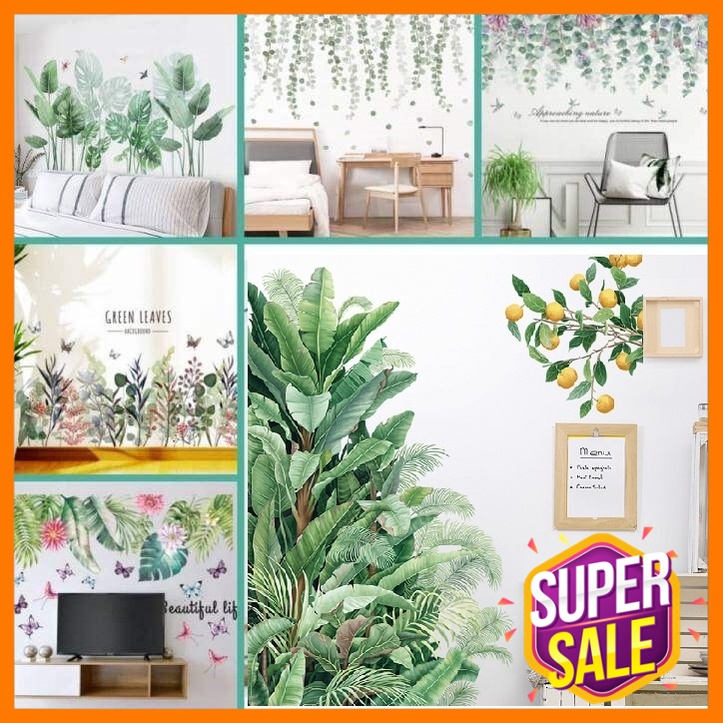 2024 New Modern Tropical Green Plants Flower PVC Wallsticker Green   Sg 11134201 22120 U6br03tx0elv7c