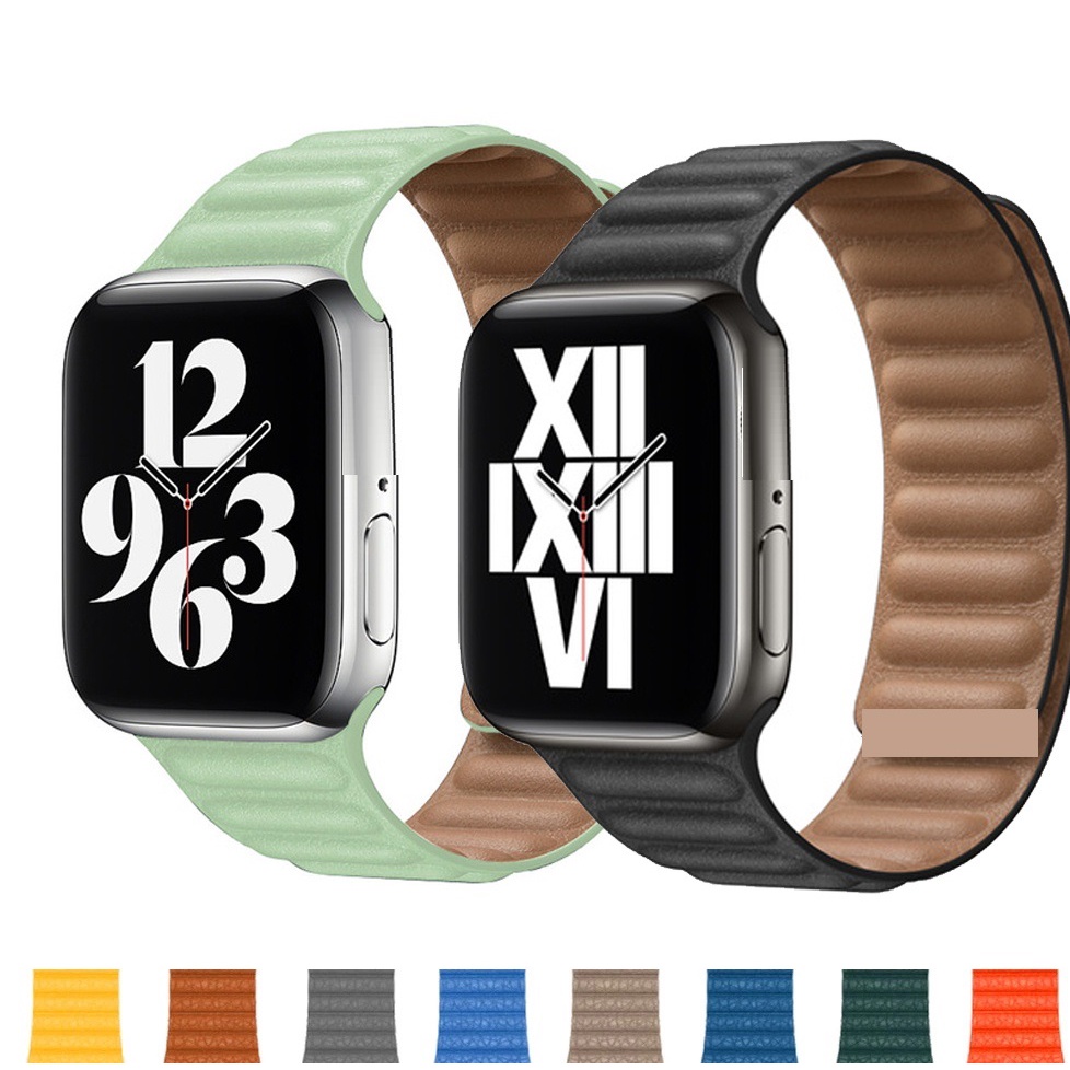 Leather Link Band Strap For Apple Watch Ultra 49mm series 8 7 6 5 4 3 2