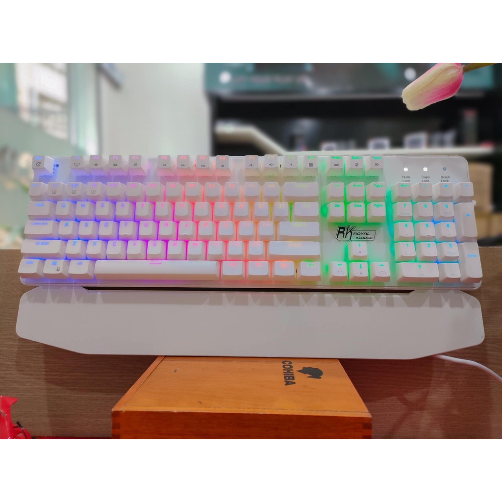 Royal KLUDGE RK920 BLUE SWITCH MECHANICAL KEYBOARD Two colors White ...