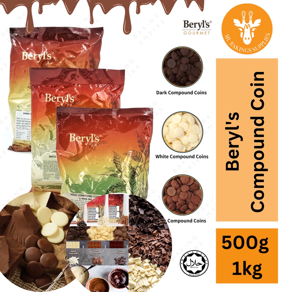 [READY STOCK] Beryl's Compound Coin 500g, 1KG (DARK, MILK, WHITE