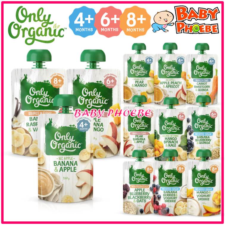 Only Organic Fruit & Vegetable Puree Pouches 120g Baby Food | Shopee