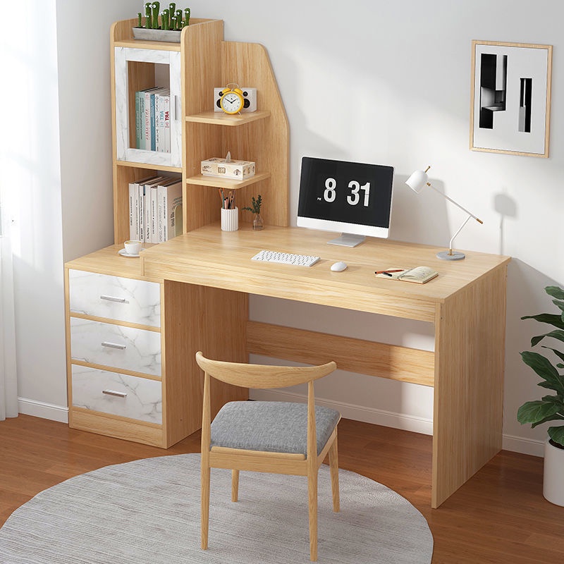 Study Table with Side Shelves / Computer Tables with Bookshelf ...