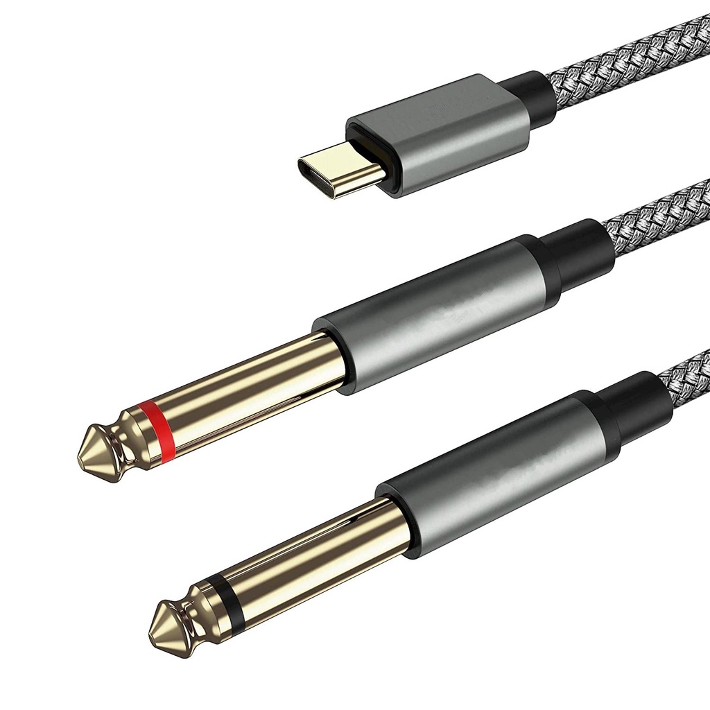 HY Type-C Male to Dual 6.35mm Mono Audio Extension Cable | Shopee Malaysia