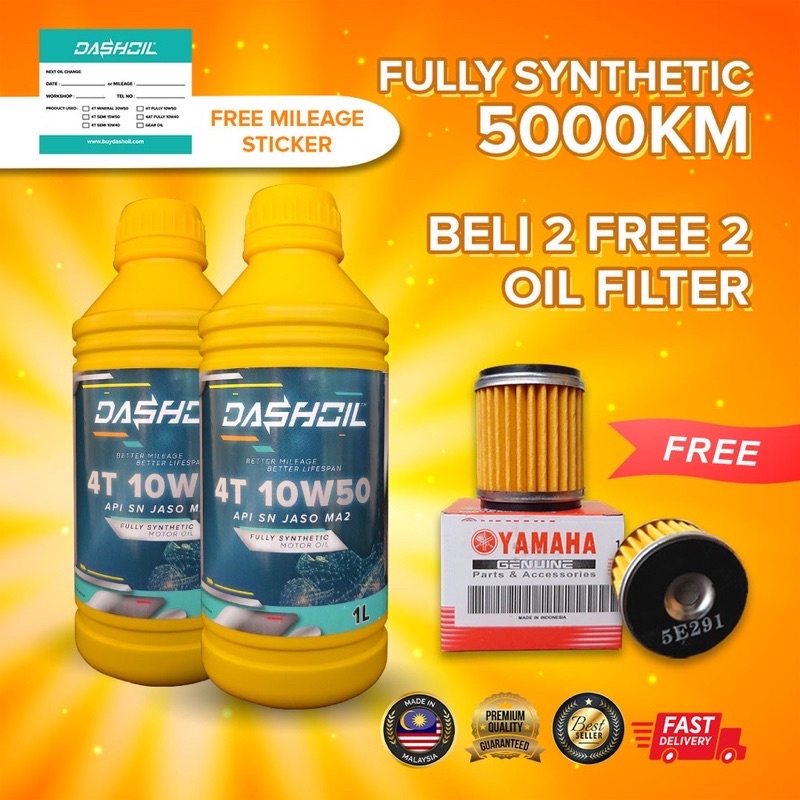 DashOil 4T 10w50 1L Fully Synthetic SN Motorcycle Engine Oil Minyak