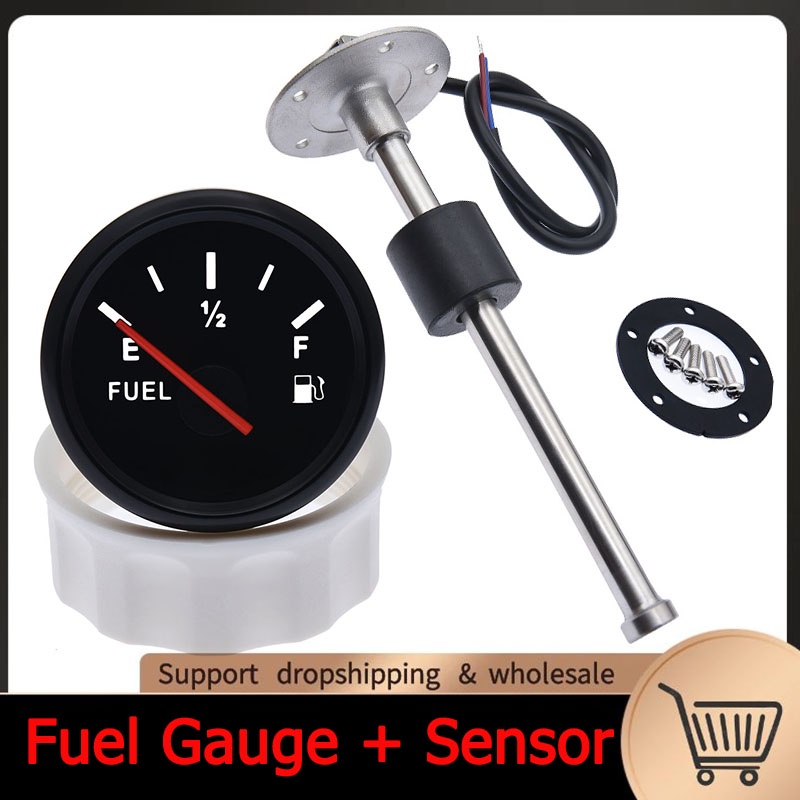 0 190 Ohm Fuel Level Gauge With Fuel Level Sensor 52mm Fuel Level Meter With Red Backlight Oil 8325