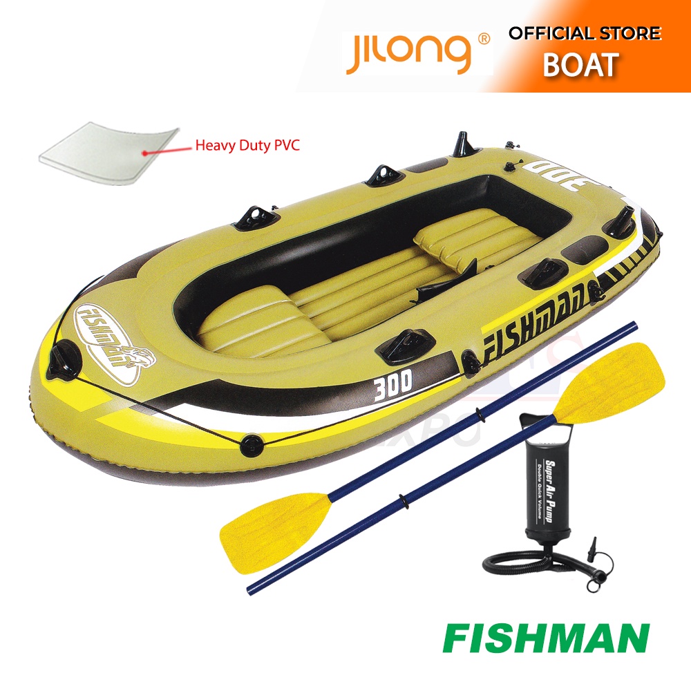[2-4Person] Jilong Boat fishman set Inflatable Boat Heavy Duty PVC with ...