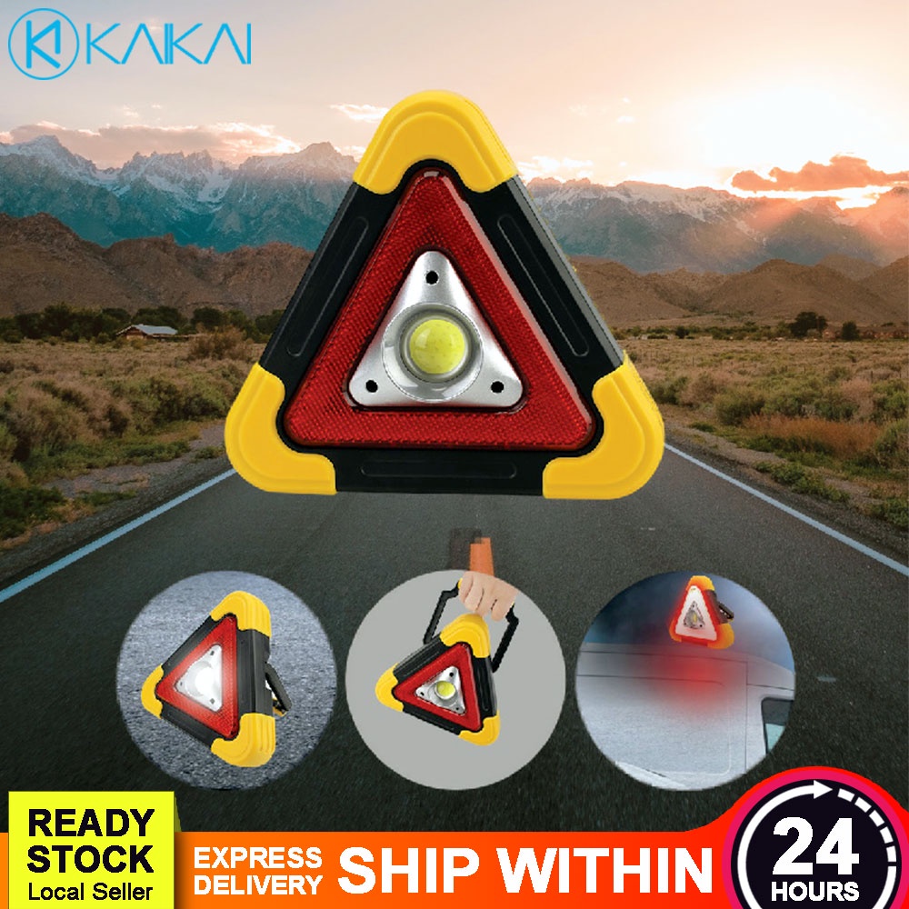 🔥 DURABLE 🔥 Rechargeable Triangle Warning Sign Solar LED Light Vehicle ...