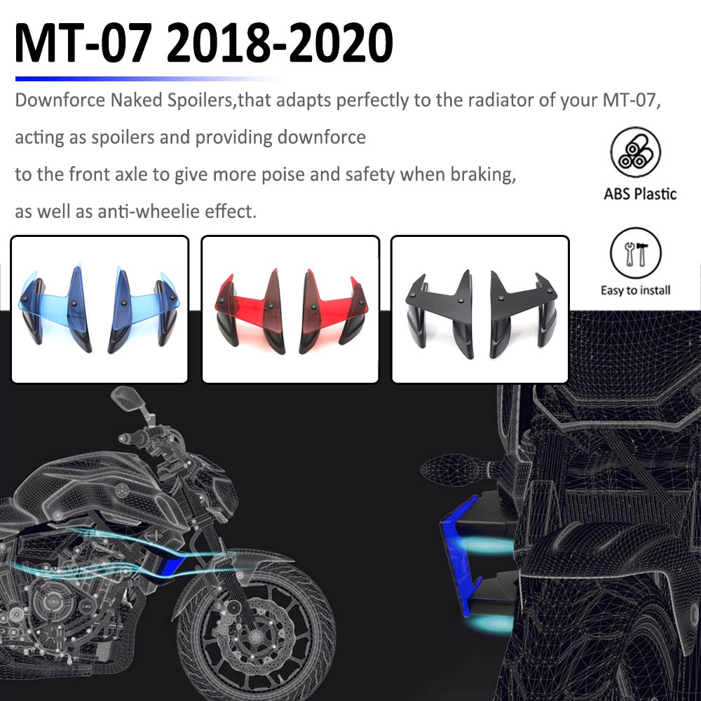 New For Yamaha Mt Mt Mt Motorcycle Side Downforce Naked Spoilers Fixed