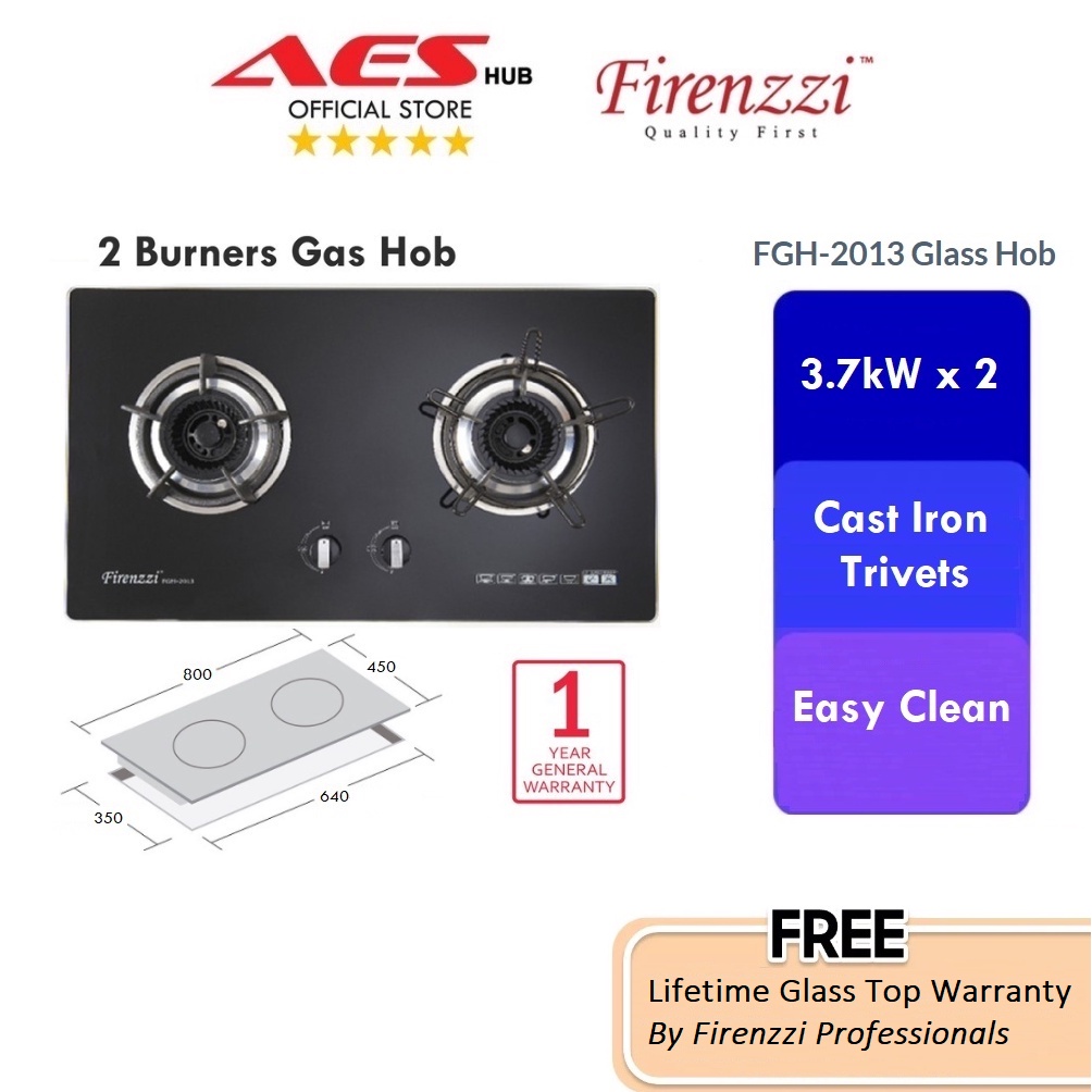 Firenzzi Gas Hob Built In Kitchen Hob 7.4kW Gas Cooker Gas Stove Dapur