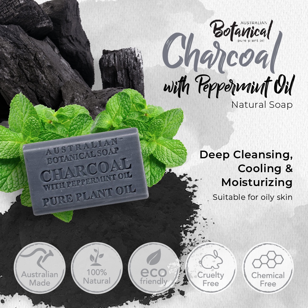 Australian Botanical Soap Charcoal with Peppermint Oil Natural Soap