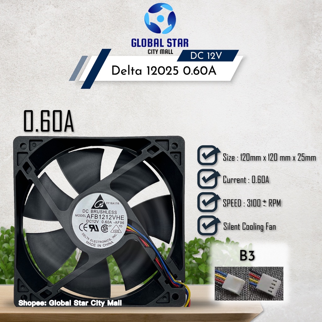 Original DELTA 12025 DC 12V 0.6A 3300rpm Silent Graphic Card Cooling ...