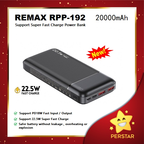 REMAX RPP-192 20000mAh Support Super Fast Charge 22.5W+PD Fast Charge ...