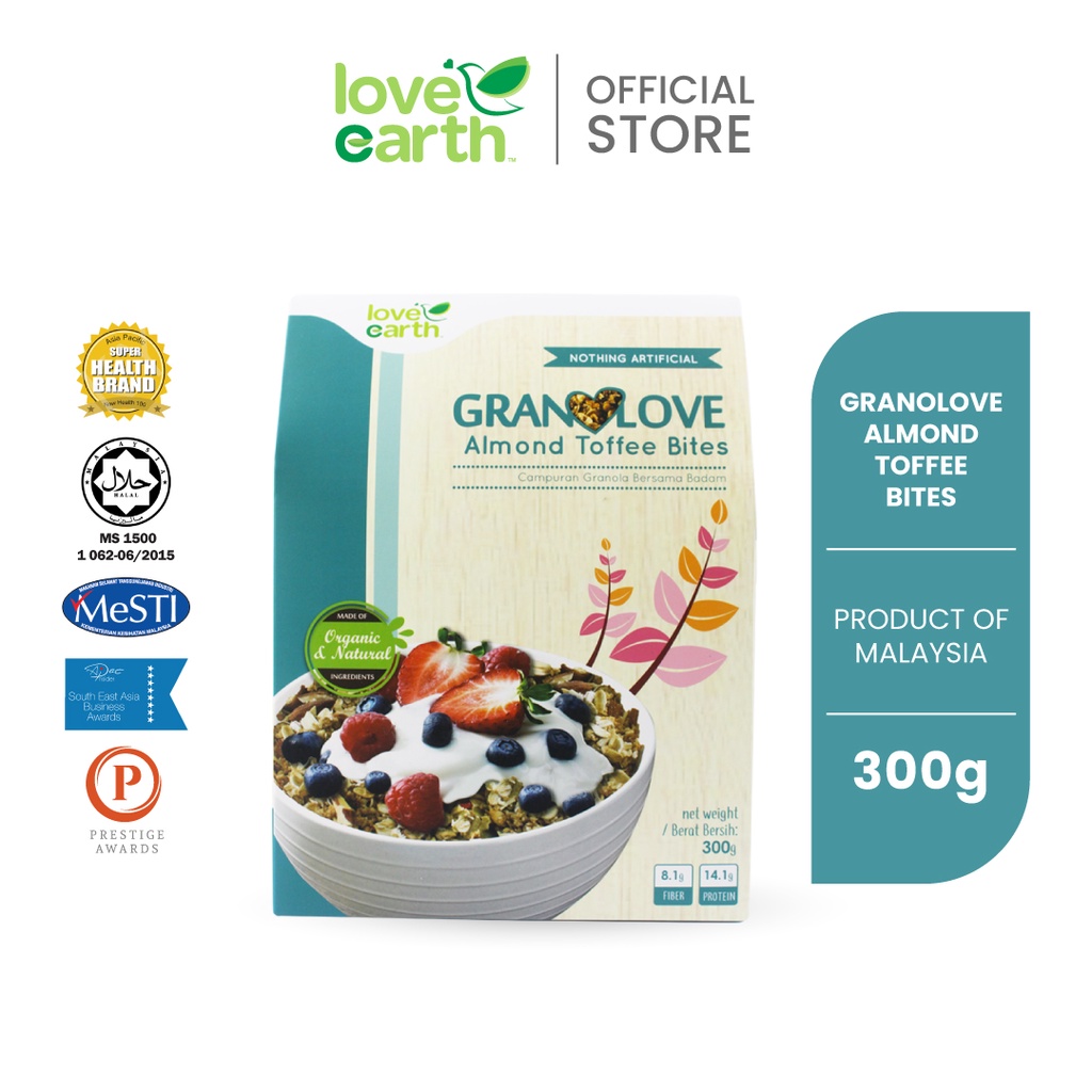 Love Earth Almond Toffee Bites Granolove 300g Granola Cereal Diet