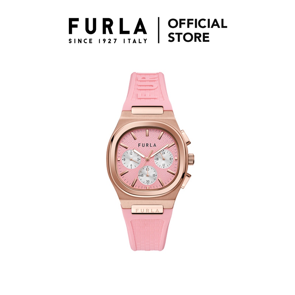 FURLA MULTI TRAVEL Rose Gold Tone Case Pink Dial Watch