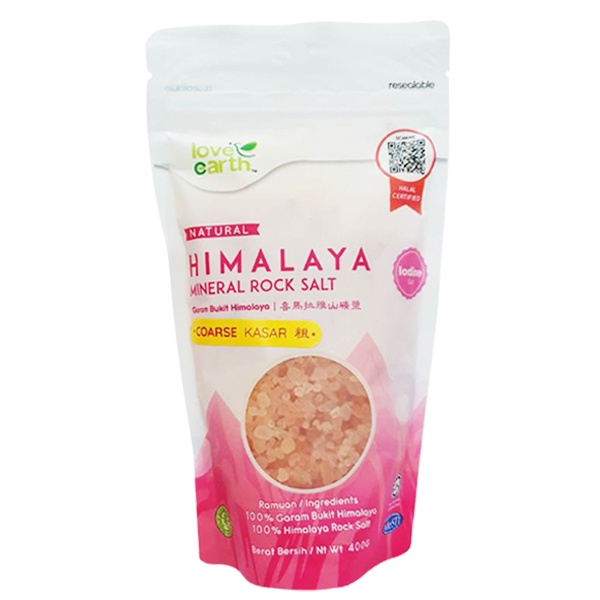 Love Earth Organic Himalaya Mineral Rock Salt Iodine 400g Garam Bukit Himalaya Asli Beriodin