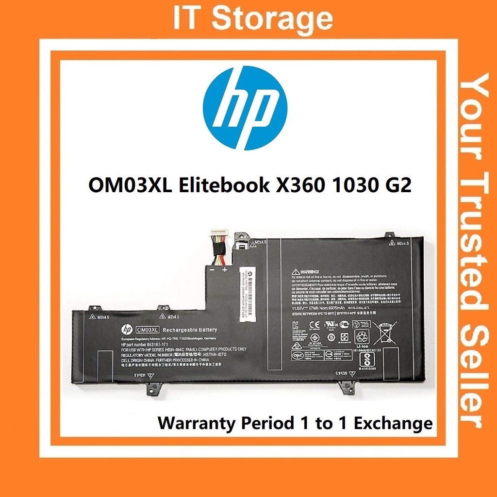 Original Hp Om03xl Hsn 104c 863167 171 863167 1b1 863280 855 Hstnn Ib70 Elitebook X360 1030 G2 8651