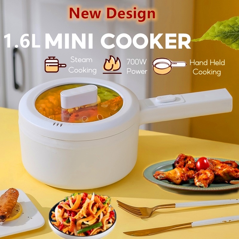 Bear Multifunctional Rice Cooker 1.6L Portable Hot Pot 220V Household  Non-stick Pan Dormitory Electric Cooker For 1-2 People