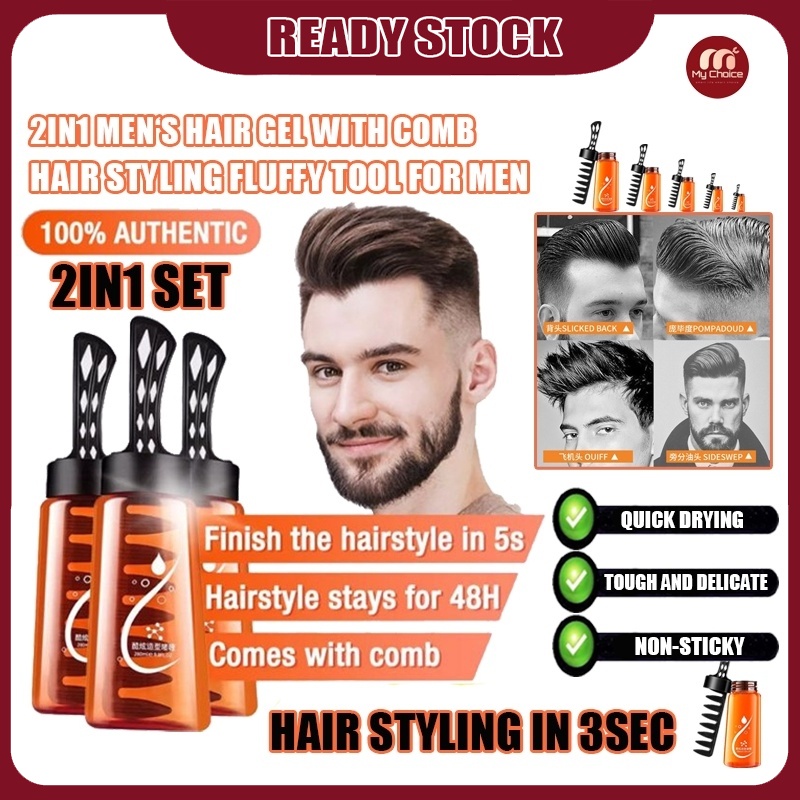 Men‘s Hair Gel 260ML Gel Rambut 2in1 Styling gel comb Hair styling in 3 ...