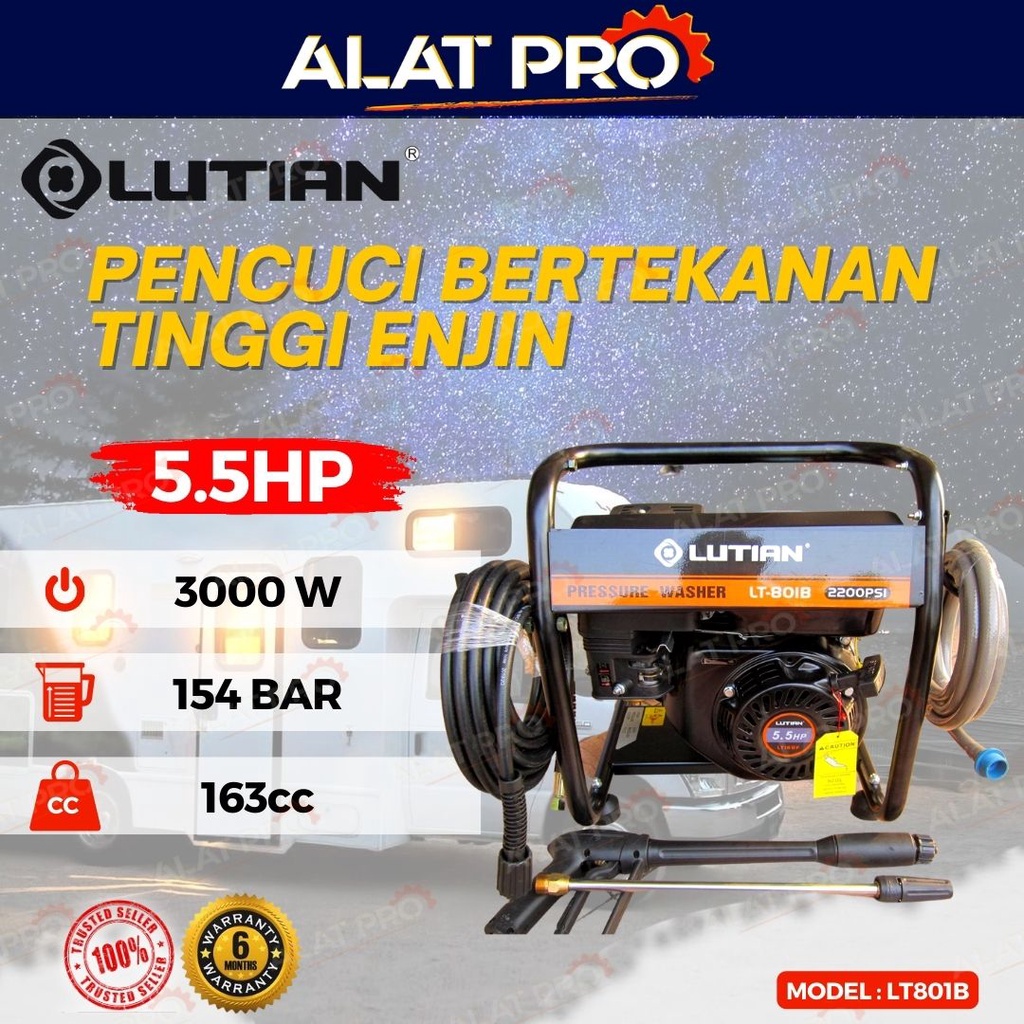 Lutian 5.5HP Engine 154Bar/2200Psi Industrial Pressure Jet Washer ...
