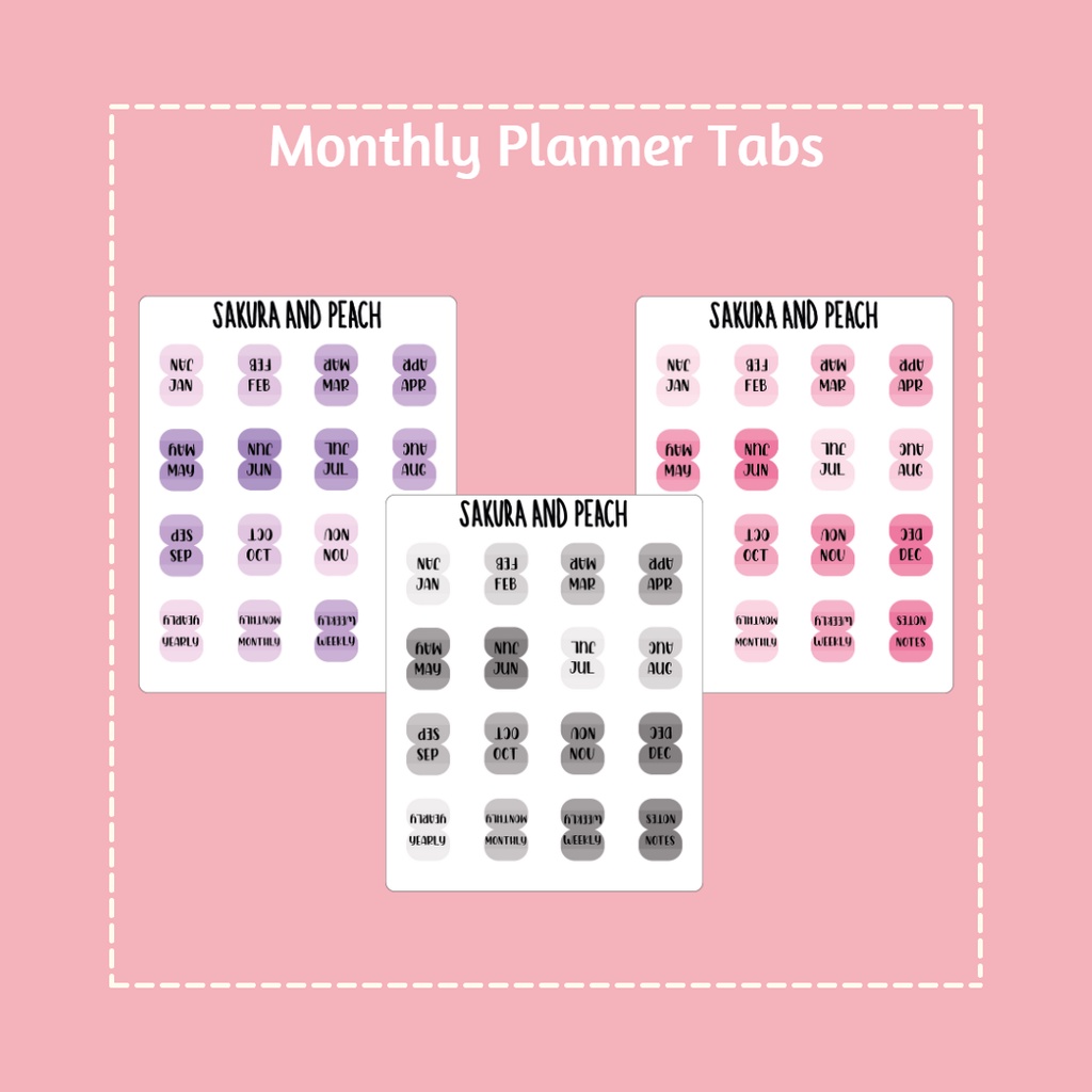 Monthly Mini Tabs / Index Label Stickers for Planner/Journal/Diaries