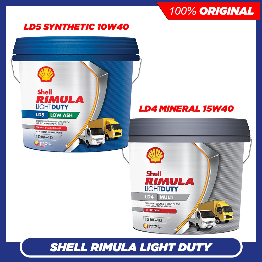 SHELL RIMULA LIGHT DUTY Synthetic LD5 10W40 / Mineral LD4 15W40 Diesel ...