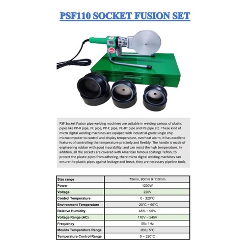 Warranty provided PPR socket fusion set OD75mm to OD110mm | Shopee Malaysia
