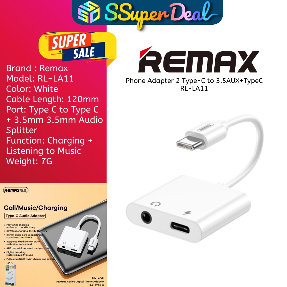 REMAX REMINE Series Phone Adapter Type-C to 3.5AUX + TypeC RL-LA11 ...