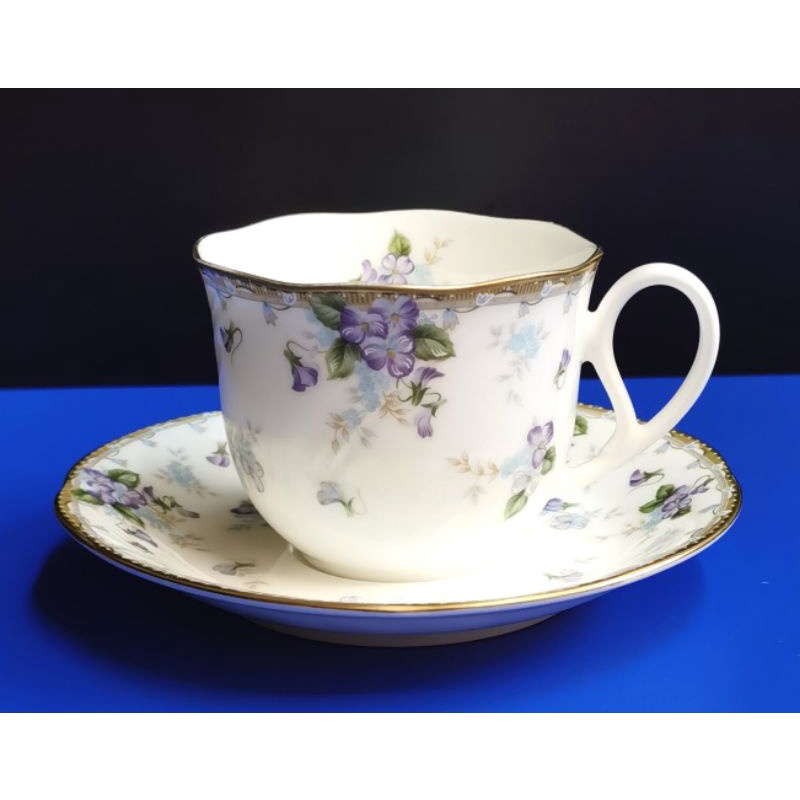 Hoya Vintage Purple And Blue Flowers Bone China Cup And Saucer Shopee Malaysia 0629