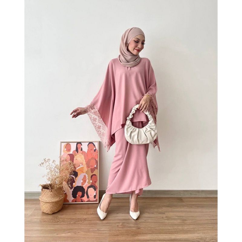 Kaftan Sofia Pario Lace Ready Stock Free Size Shopee Malaysia