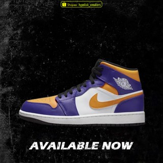 Air Jordan 1 Mid Lakers White Purple University Gold DQ8426-517