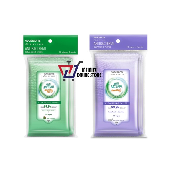 Watsons Antibacterial Cleansing Wipes 3x10 Wipes (Nourish Plus