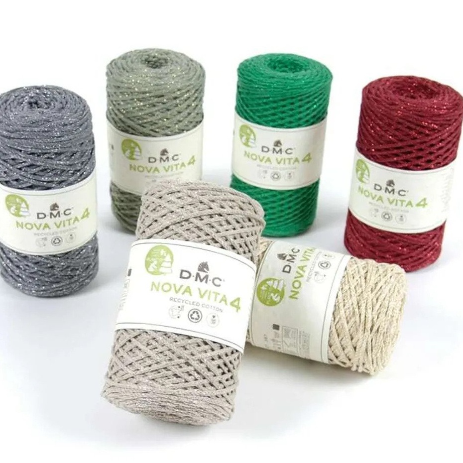 DMC - Coton recyclé Eco Vita 4 Métallisé | Fil de coton recyclé - Étiquettes à planter | 250 g - 200 m