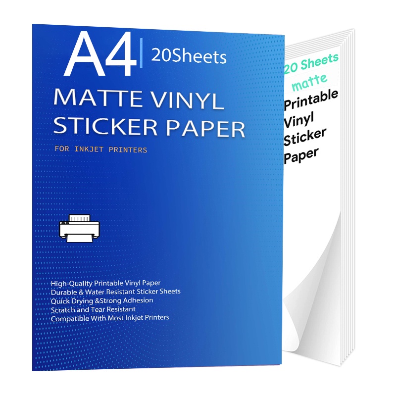 A-SUB Vinyl Sticker Paper Glossy White for Inkjet Printer 25 Sheets  Removable Printable Waterproof Sticker Paper 8.5x11 Inch for DIY Decal,  Stickers, Labels 