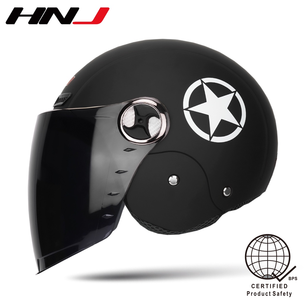 Hnj A Half Face Helmet For Motorcycle With Icc And Bps Helmet Women Shopee Malaysia