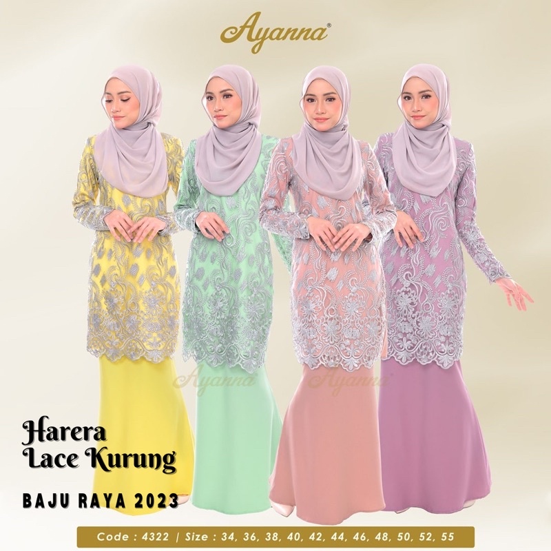 Harera 4322 - Baju Raya 2023. Baju Kurung. Sedondon Ibu Anak. Baju Raya ...
