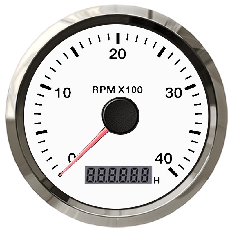 85mm 4000 RPM Tachometer With LED Digital Hour Meter Marine Outboard