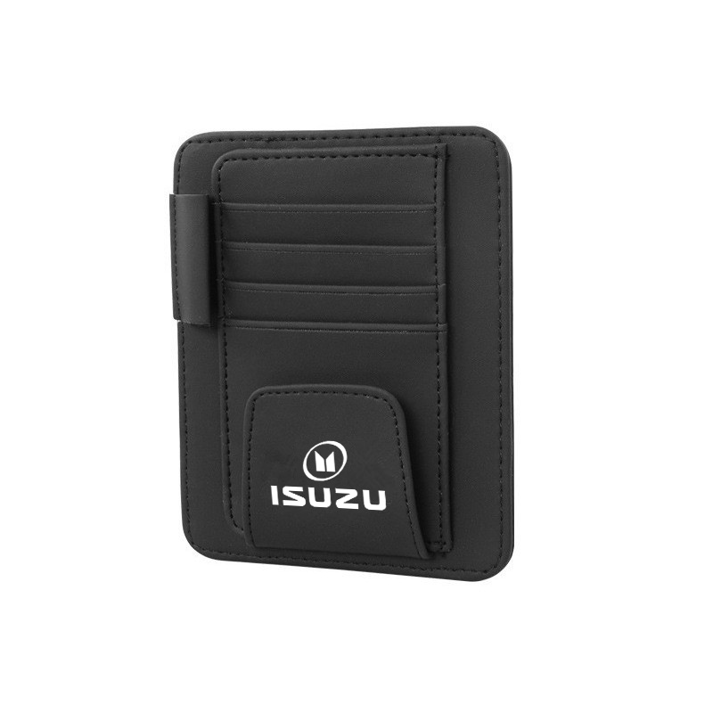 Car Sun Visor Card Organizer Leather Sunglasses Clip Holder For ISUZU