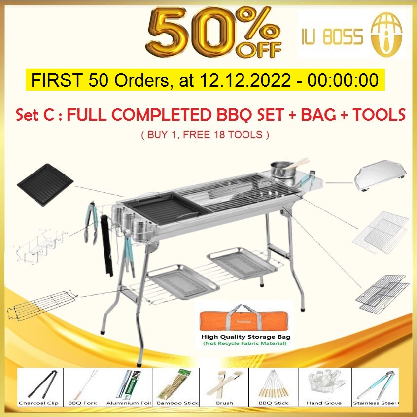 BBQ Grill Outdoor (Set C) PREMIUM FULL COMPLETED SET (Set C) Stainless