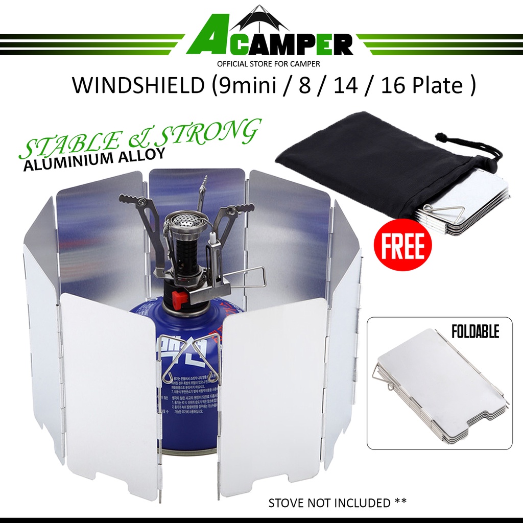 9 Plates Mini Foldable Outdoor Stove Windscreen Camping Cooking Gas