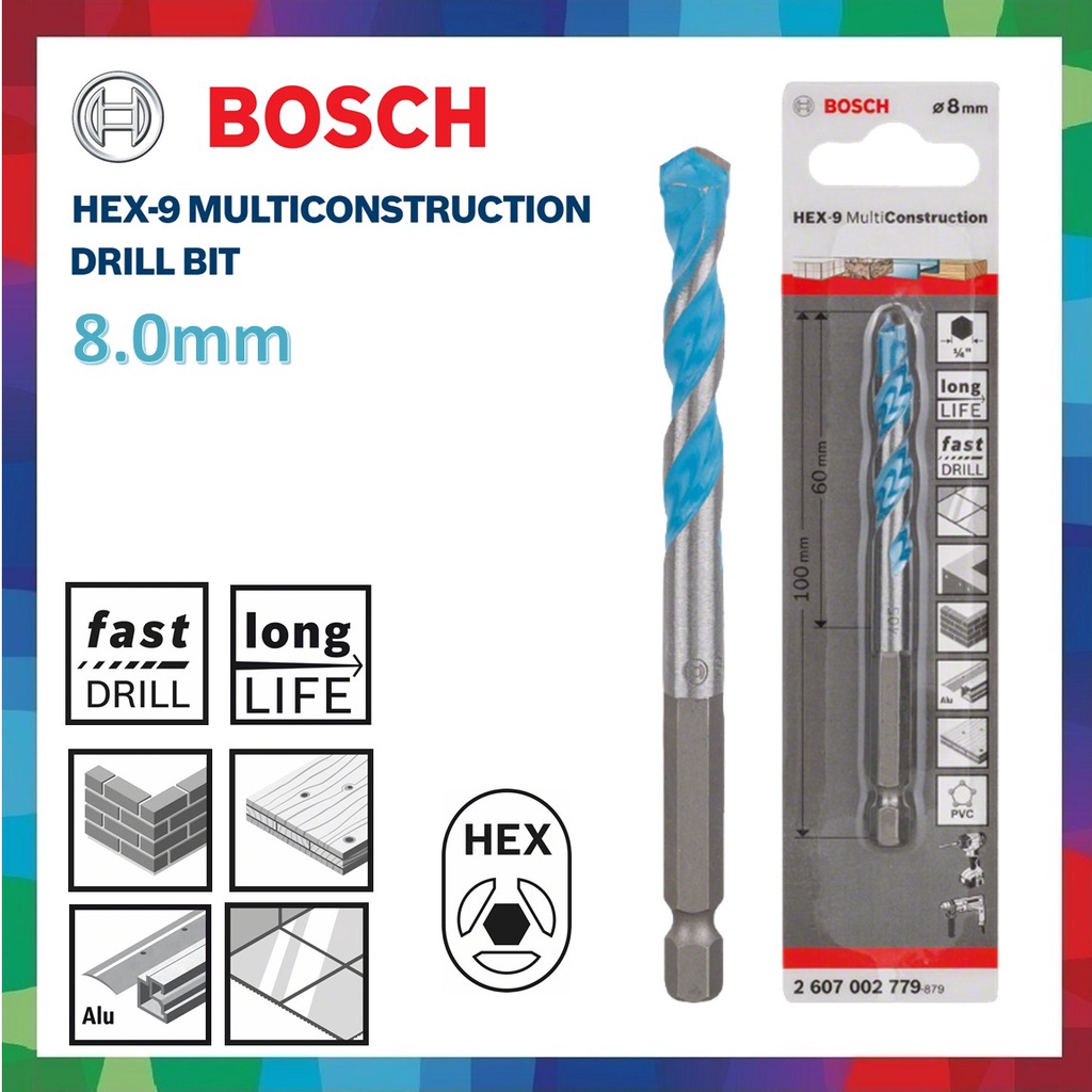 Bosch HEX9 Multi Construction Drill Bit / 5.5mm 6mm 8mm CYL4 Multi