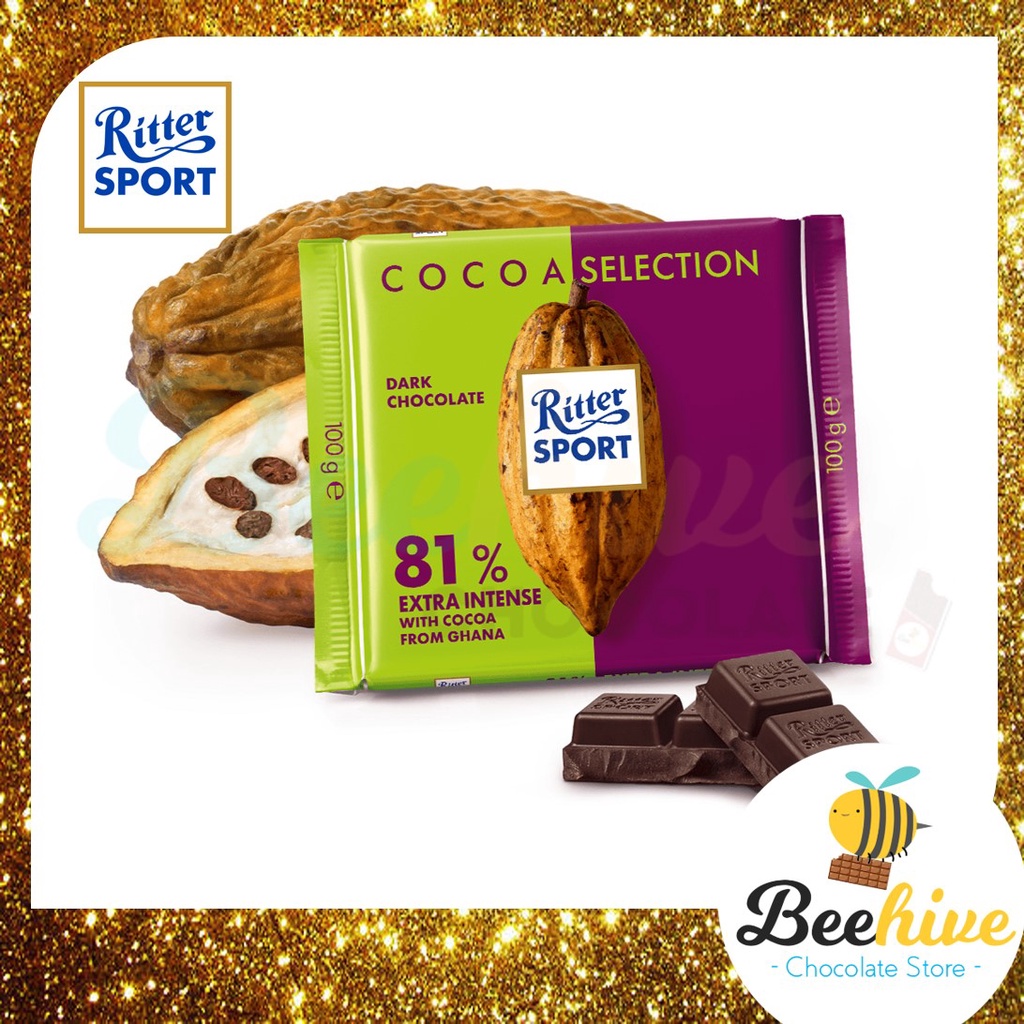 Ritter Sport 81% Dark Chocolate Extra Intense with Cocoa from Ghana ...