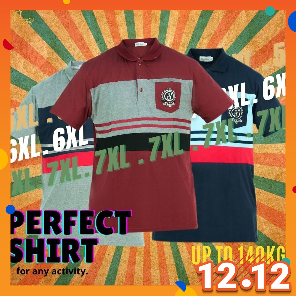 CY 60634 (XXL-7XL) PLUS SIZE MAN CASUAL POLO COLAR SHIRT BIG SIZE