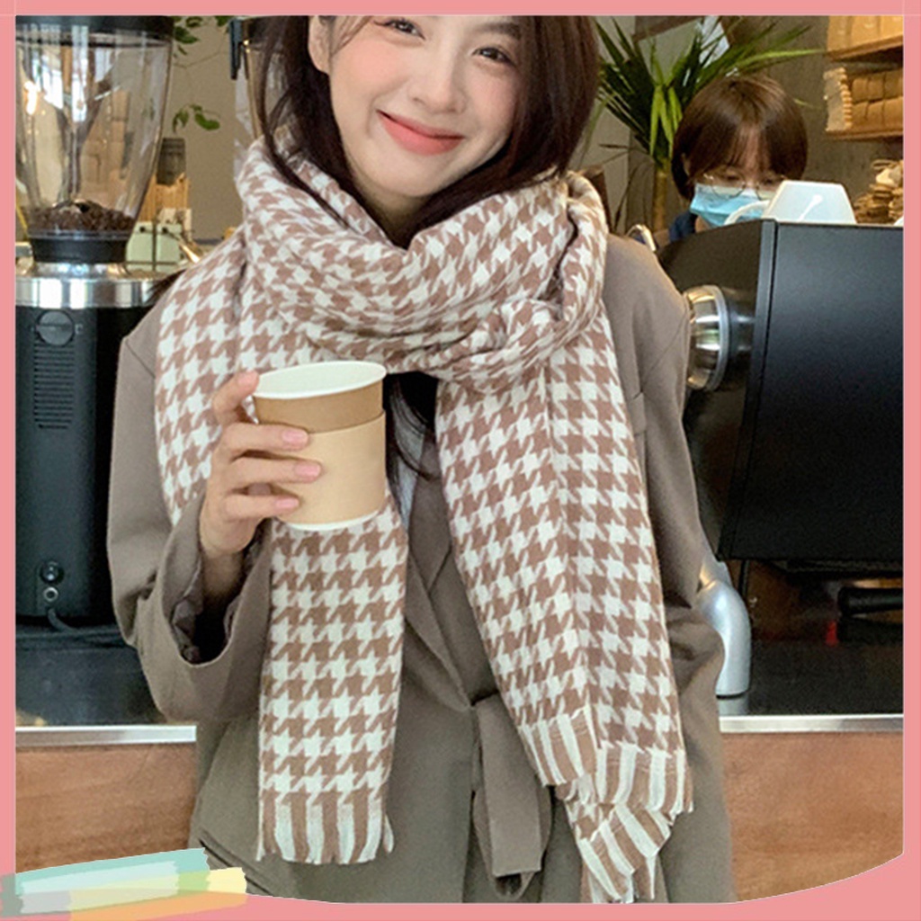 Lk Cozy Thermal Scarf For Dating Student Couple Fashionable Pattern