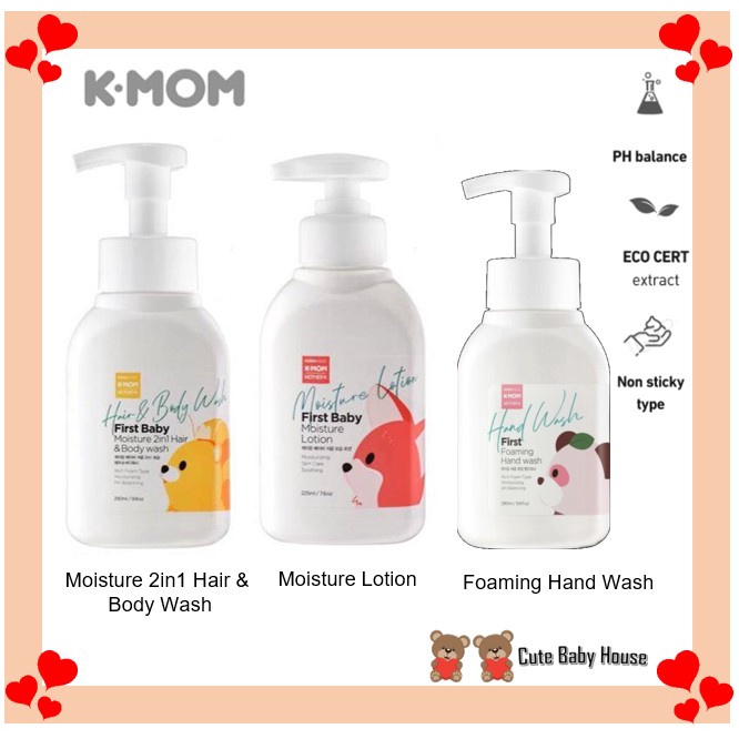 K-Mom First Baby Moisture 2in1 Hair & Body Wash / Moisture Lotion ...